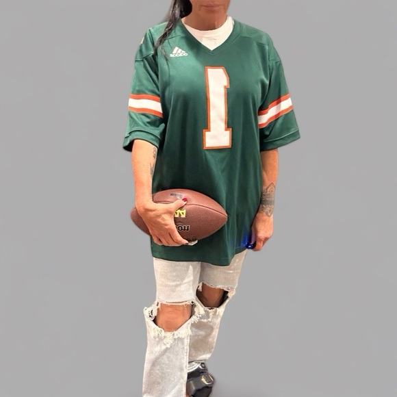Adidas University of Miami Hurricanes  Football Jersey. Size Large. - Picture 2 of 9